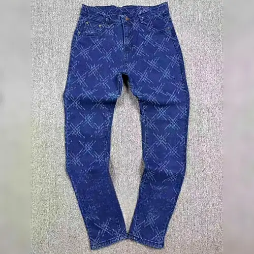 Jean motif bleu-fonce